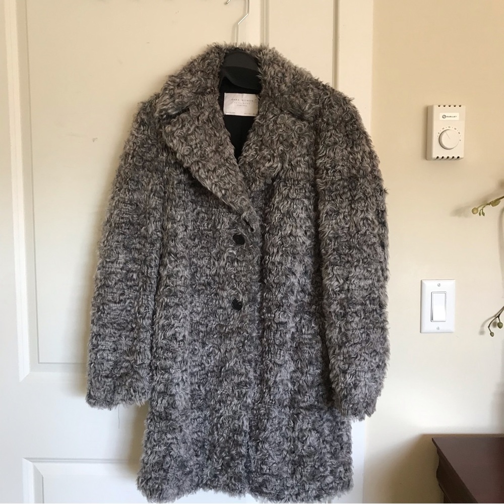 Zara grey teddy coat like new